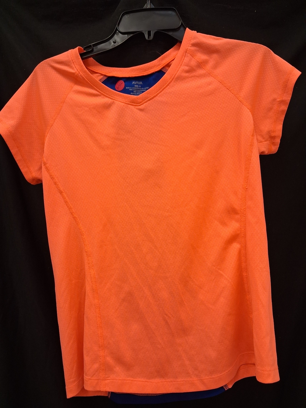 Avia Neon Orange Short Sleeve V‑Neck Active Tee
